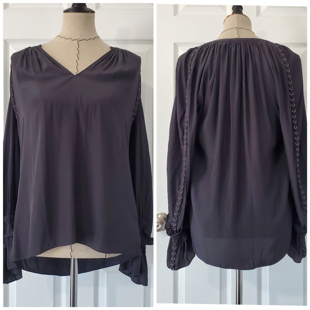 Ramy Brook Black Peasant Top